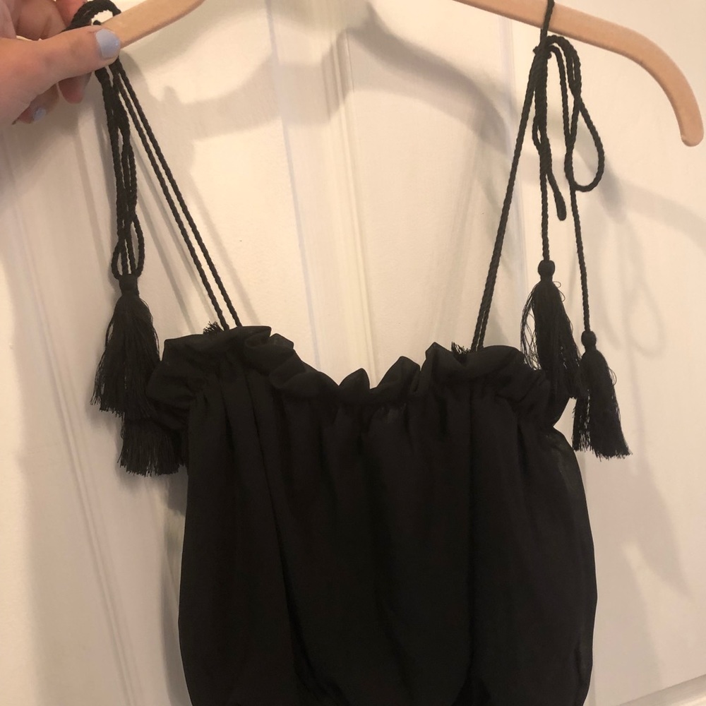 ZAFUL Black tie strapped crop top - Picture 1 of 2